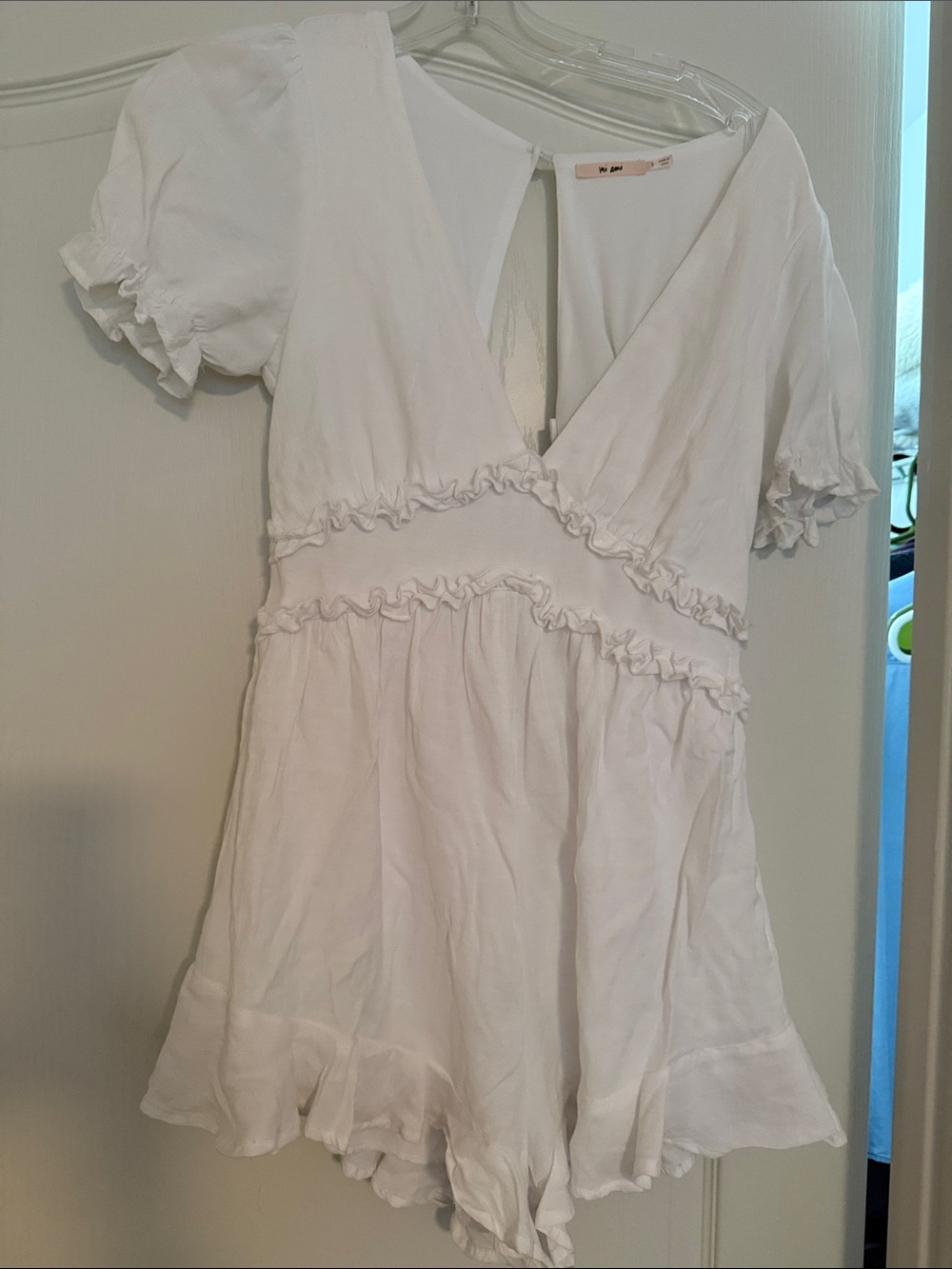 White Ruffle V-Neck Dress